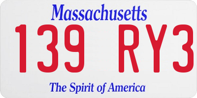 MA license plate 139RY3
