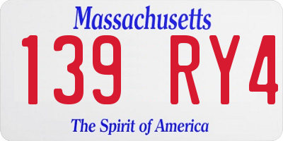 MA license plate 139RY4