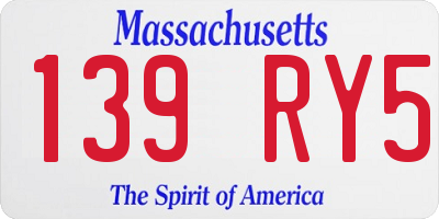 MA license plate 139RY5