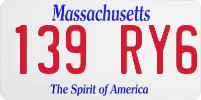 MA license plate 139RY6