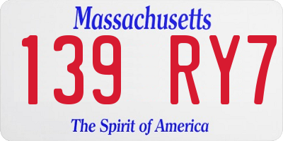 MA license plate 139RY7