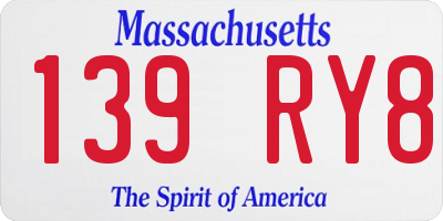 MA license plate 139RY8