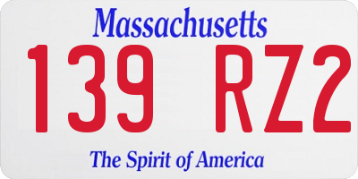 MA license plate 139RZ2