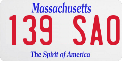 MA license plate 139SA0