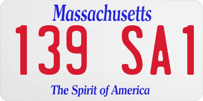 MA license plate 139SA1