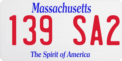 MA license plate 139SA2