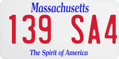MA license plate 139SA4