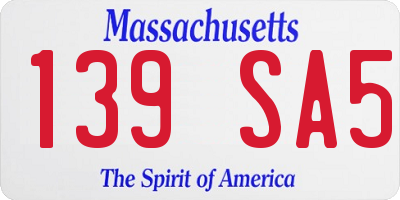 MA license plate 139SA5