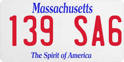 MA license plate 139SA6