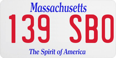 MA license plate 139SB0