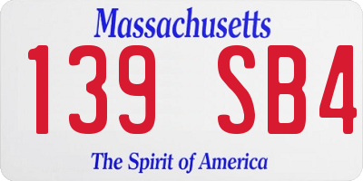 MA license plate 139SB4