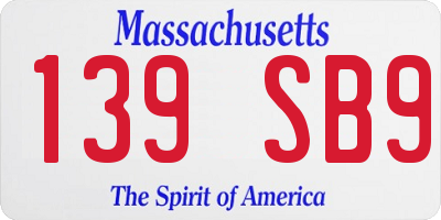 MA license plate 139SB9
