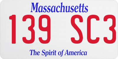 MA license plate 139SC3