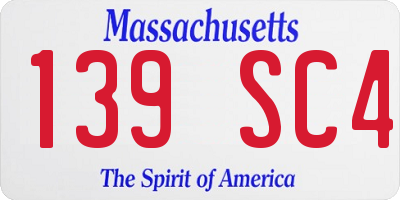 MA license plate 139SC4