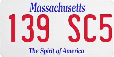MA license plate 139SC5