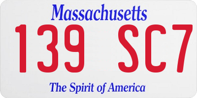 MA license plate 139SC7