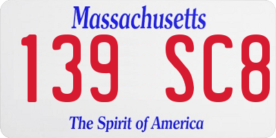 MA license plate 139SC8