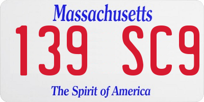 MA license plate 139SC9