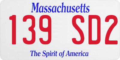 MA license plate 139SD2