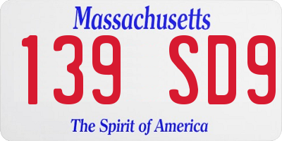 MA license plate 139SD9