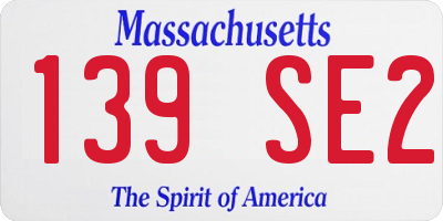 MA license plate 139SE2