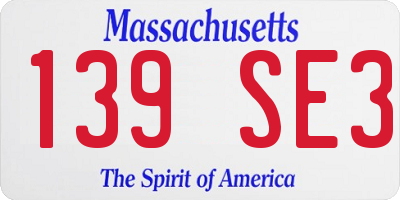 MA license plate 139SE3