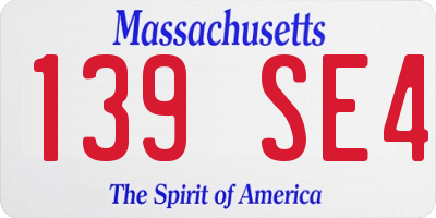 MA license plate 139SE4