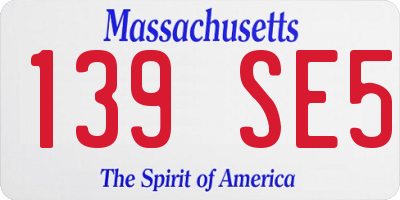 MA license plate 139SE5