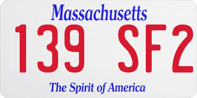 MA license plate 139SF2