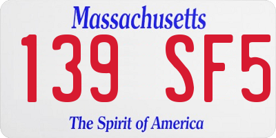 MA license plate 139SF5