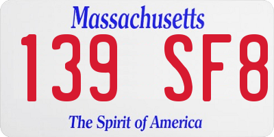 MA license plate 139SF8
