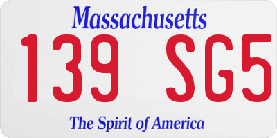 MA license plate 139SG5
