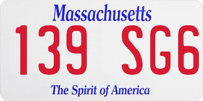 MA license plate 139SG6