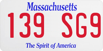 MA license plate 139SG9