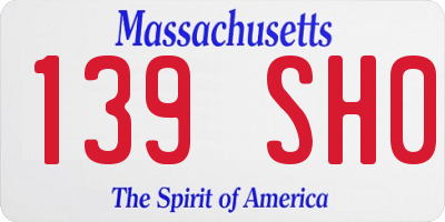 MA license plate 139SH0