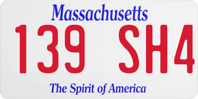 MA license plate 139SH4