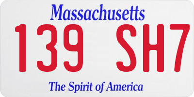 MA license plate 139SH7