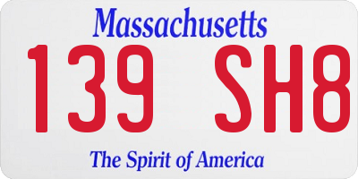 MA license plate 139SH8