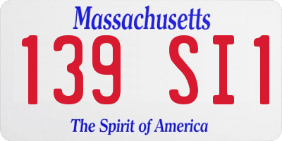 MA license plate 139SI1