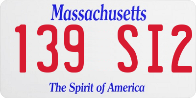 MA license plate 139SI2