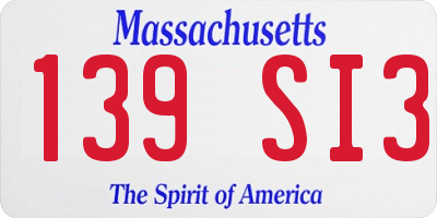 MA license plate 139SI3