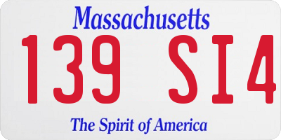 MA license plate 139SI4