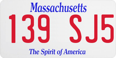 MA license plate 139SJ5