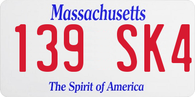MA license plate 139SK4