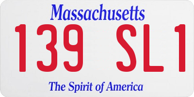MA license plate 139SL1