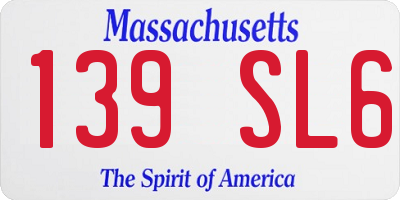 MA license plate 139SL6