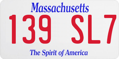 MA license plate 139SL7