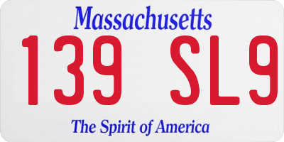 MA license plate 139SL9