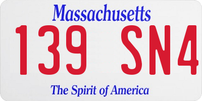 MA license plate 139SN4