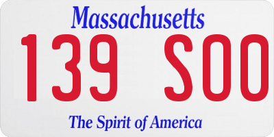 MA license plate 139SO0